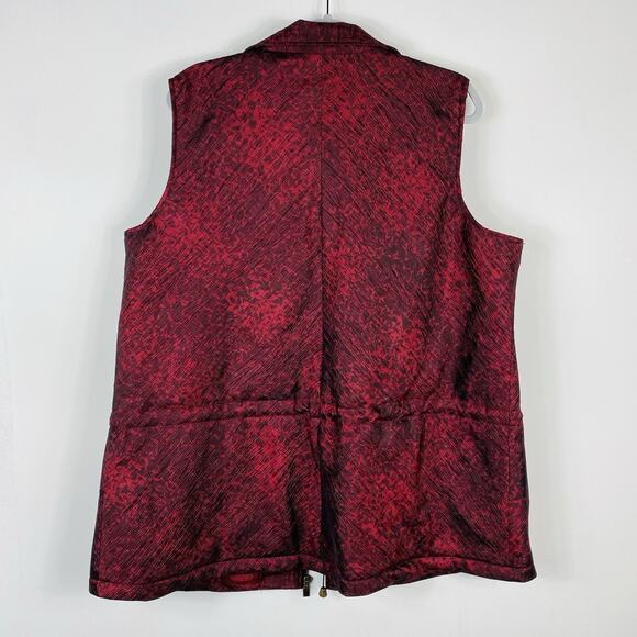 Coldwater Creek Size XL Printed Textured Full Zip Vest Jacket Red - Picture 2 of 7
